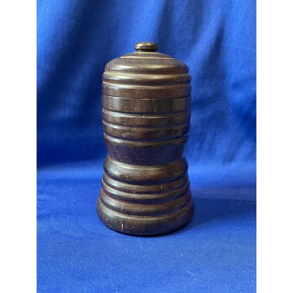 Vintage Hand Carved Wooden Spice Tobacco Trinket Jar - Picture 3 of 9